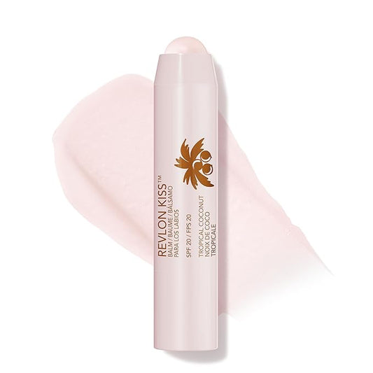 Revlon Lip Balm, Kiss Tinted Lip Balm, Face Makeup with Lasting Hydration, SPF 20, Infused with Natural Fruit Oils, 010 Tropical Coconut, 0.09 Oz-VivaGrace Women