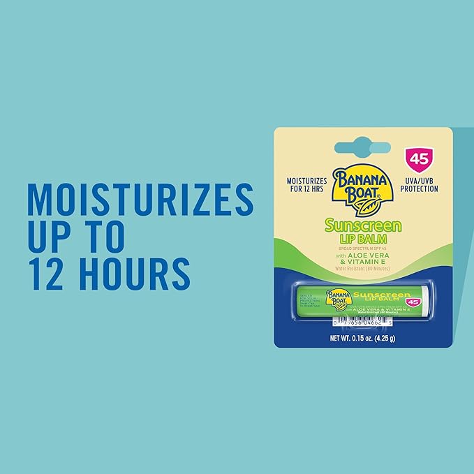 Banana Boat Sunscreen Lip Balm SPF 45 with Aloe Vera & Vitamin E, 0.15oz | Lip SPF, Aloe Vera Lip Balm with SPF, Vitamin E Lip Balm, Moisturizing Lip Balm, Lip Sunblock, Travel Sunscreen, 0.15oz-VivaGrace Women