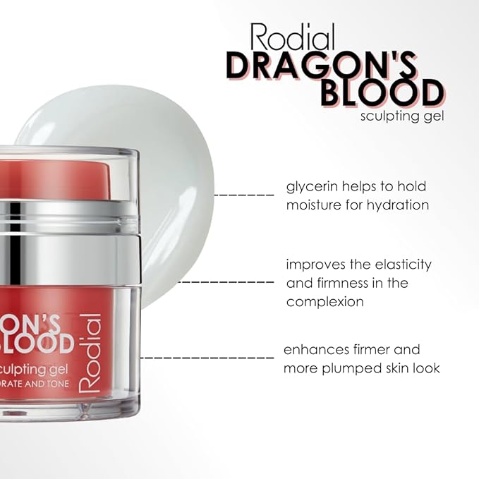 Rodial Dragon's Blood Sculpting Gel 0.3 fl oz - Rejuvenating, Ultra-Hydrating Face Cream - Refreshing Gel/Cream Formula - Triple Action Collagen Formula for a Firmer, Tighter and Smoother Skin Look-VivaGrace Women