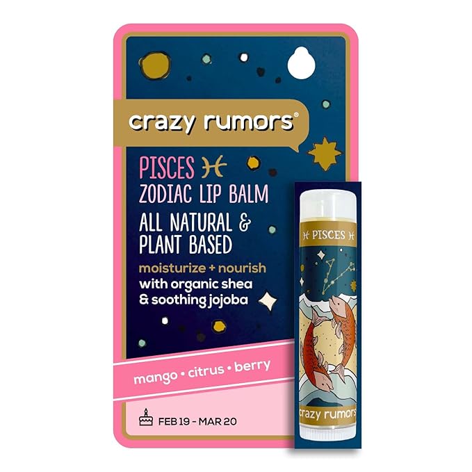 Crazy Rumors Pisces Zodiac All Natural, Plant Based Lip Balm to Moisturize and Nourish your Lips - Water Blend (Tropical Mango, Citrus Lemon, and Fragrant Berry)-VivaGrace Women