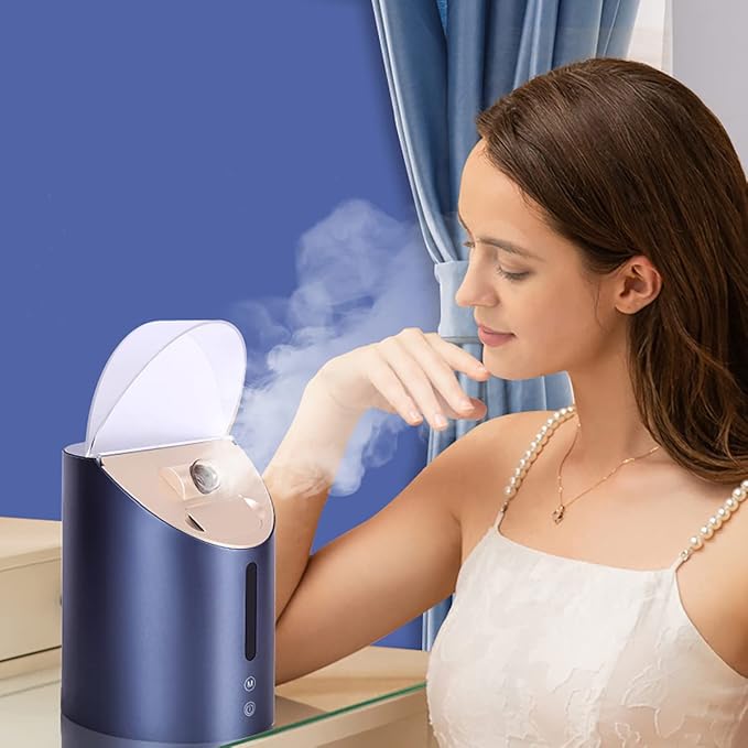 Facial Steamer DENFANY Nano Steamer Ionic Hot & Cool Mist Home SPA | 8 Steam Modes | Aromatherapy Basket | Digital LCD Screen | Extraction Set-VivaGrace Women