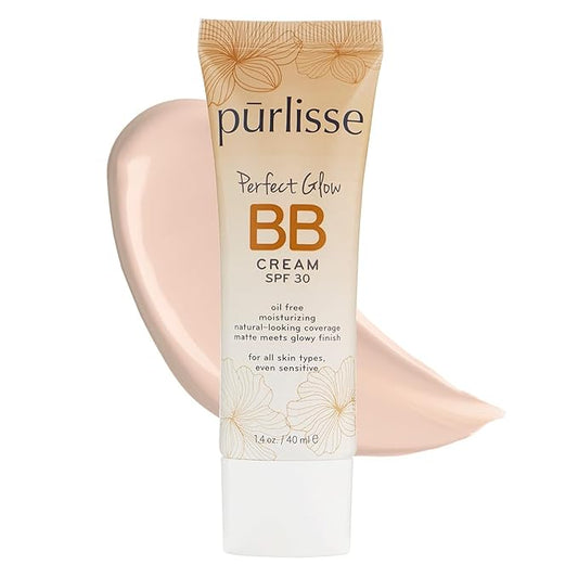 pūrlisse Perfect Glow BB Cream with SPF 30 - Matte Meets Dewy Finish - Enriched with Goji & Hawthorn Berry to Help Improve Skin Texture & Radiance - Fair (1.4 oz)-VivaGrace Women