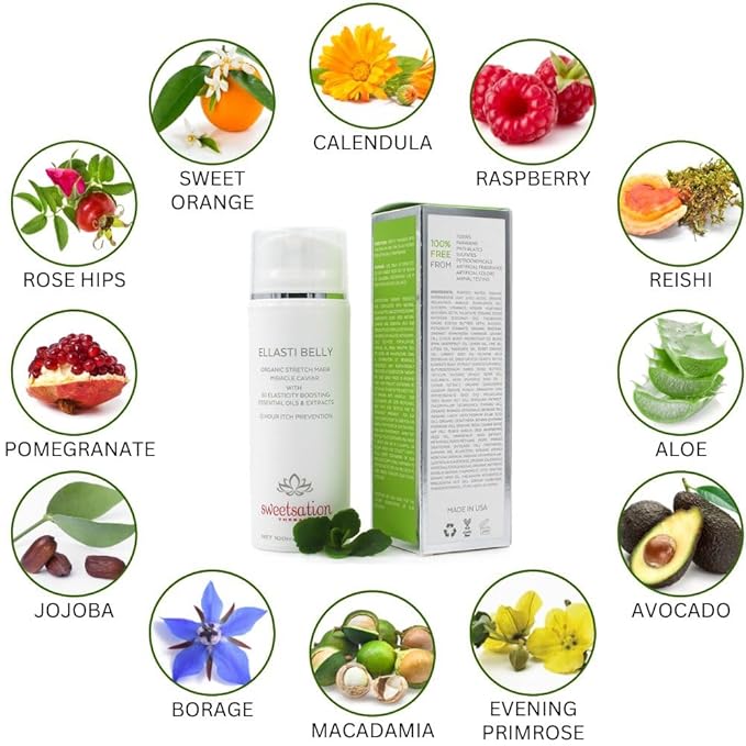 Ellasti Belly Organic Stretch Mark Miracle Caviar, 3.3oz Prevent stretch marks during pregnancy. Boost skin elasticity.-VivaGrace Women