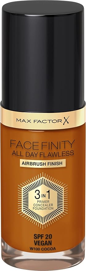 Max Factor Facefinity All Day Flawless 3 In 1 Foundation SPF 20, No. 100 Sun Tan-VivaGrace Women