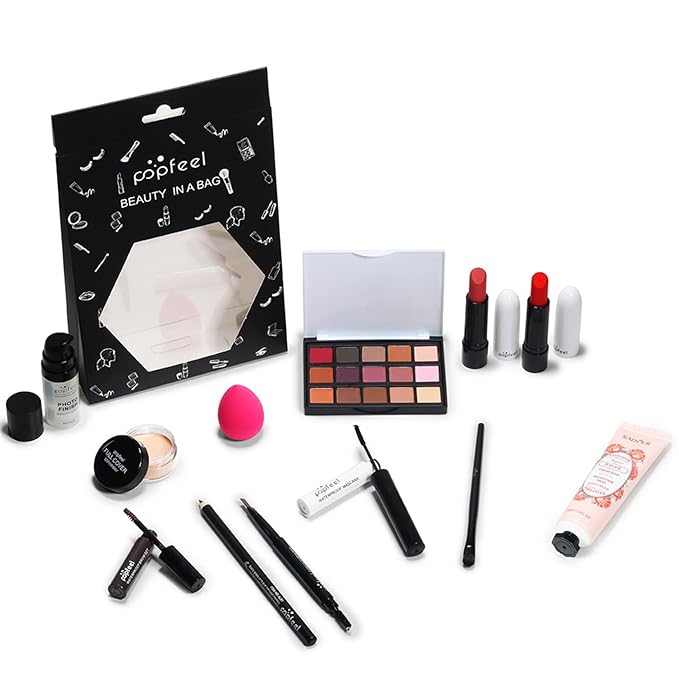All-in-one Holiday Makeup Gift Set | Full Makeup Kit for Women Multipurpose Essential Bundle Include Eyeshadow Palette Lipstick Blush Concealer Face Powder Eyeliner Mascara Lipgloss Brush-VivaGrace Women