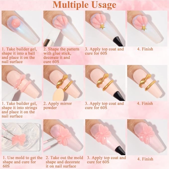 MIZHSE Solid Builder Gel for Nails, Nude Pink Non-Sticky Sculpting Gel, 3D Nail Art Building Carving Modeling Hard Nail Extension Soak Off UV/LED Nail Art Salon Home DIY 15g-VivaGrace Women