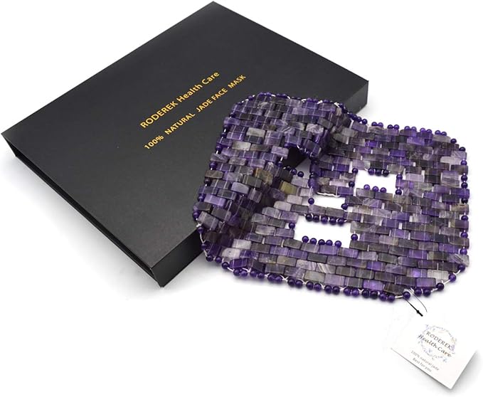 Jade Face Mask, Jade Mask for Relieving Face & Eye Puffiness Migraine, Anti Wrinkle Mask Therapy, Yoga Meditation Tools (Amethyst)-VivaGrace Women