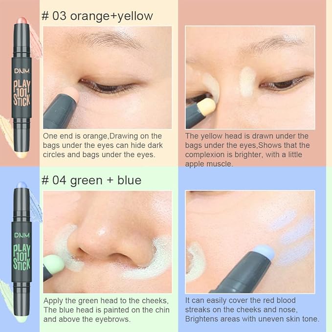 5Pcs Cream Contour Sticks Makeup Kit,Primer Face Makeup Highlighter Stick Contouring Makeup Kit for Beginners,Highlight and Contour Kit,Cream Concealer Makeup Blur Stick-VivaGrace Women