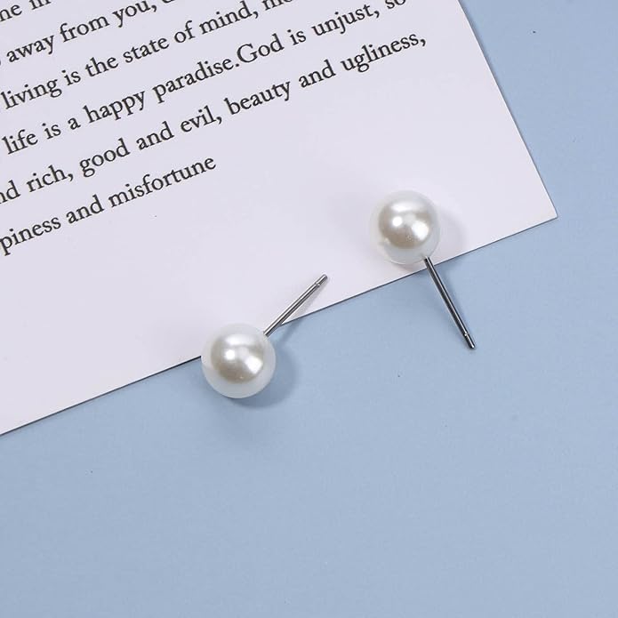 Boho Pearl Studs Earrings Tiny Pearl Earrings Minimalist Earrings Pearl Simple Studs Jewelry for Women Bridesmaid Gifts-VivaGrace Women