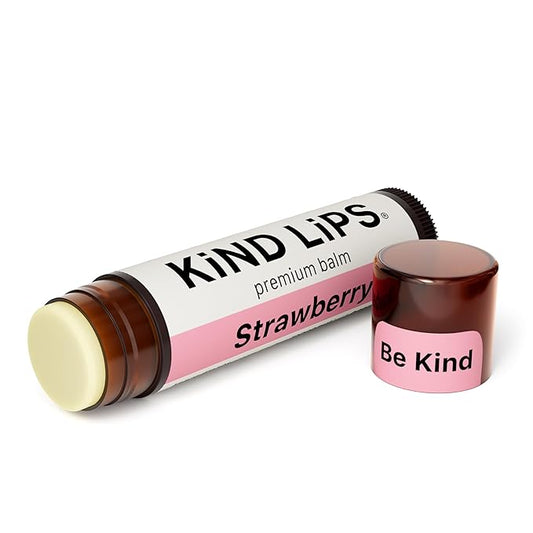 Kind Lips Lip Balm - Nourishing & Moisturizing Lip Care for Dry Lips with Shea Butter, Beeswax & Vitamin E | Strawberry Flavor | 0.15 Oz (Single Tube)-VivaGrace Women