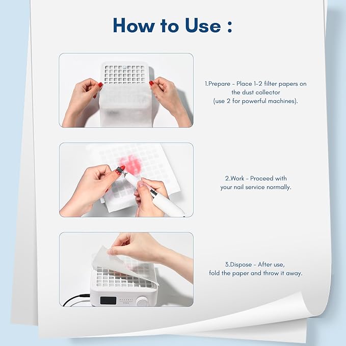 Makartt Nail Dust Collector Filter Paper – 100 Sheets Disposable Nail Dust Filters for Nail Dust Collector Machines, Nail Vacuum Dust Collector Nail Salon Supplies & Accessories White-VivaGrace Women