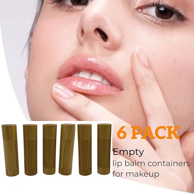 Bamboo Empty Lip Balm Containers 5.5g 6 Pack,Refillable DIY Lip Balm Tube Containers with Clear PP Plastic Inner,Lip Gloss Tubes Chapstick Holder for DIY Cosmetic Samples Deodorant-VivaGrace Women