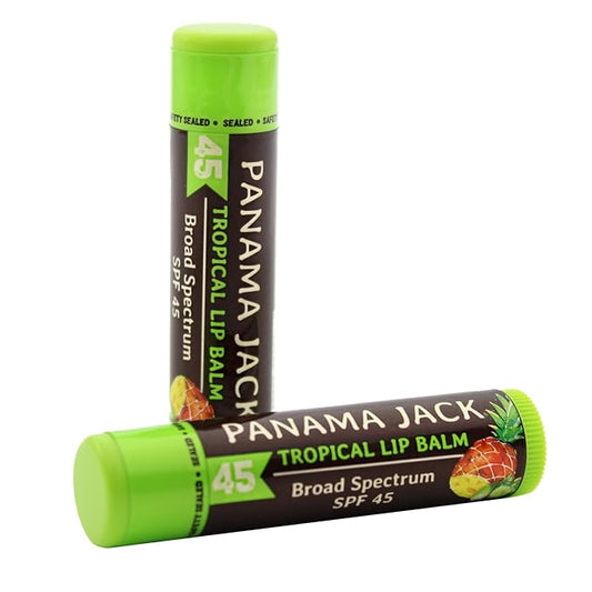 Panama Jack Sunscreen Lip Balm - SPF 45, Broad Spectrum UVA-UVB Sunscreen Protection, Prevents & Soothes Dry, Chapped Lips, Tropical, 2-pack-VivaGrace Women