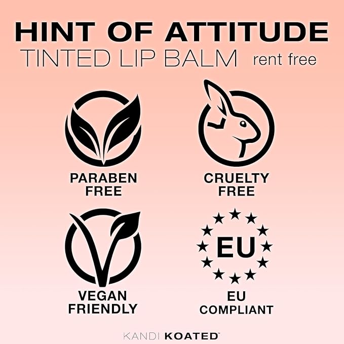 Kandi Koated Hint of Attitude [Rent Free] Tinted Lip Balm by Kandi Burruss | Sheer Tinted Balm, Moisturizing Chapstick with Vitamins, Paraben-Free, Cruelty-Free Formula | Beauty & Makeup-VivaGrace Women