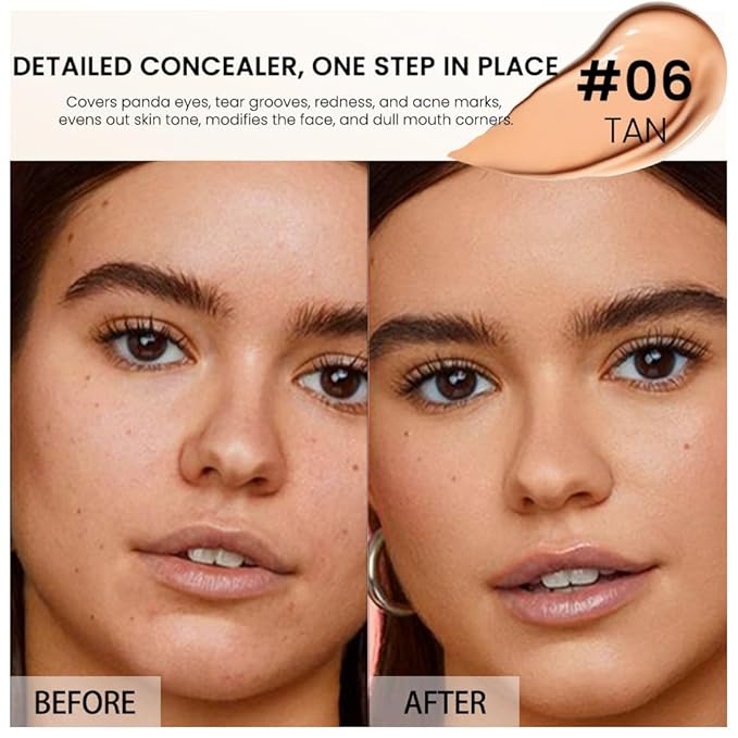 1 Pack Matte Oil Free Concealer Foundation Cream,Professional Make-up Base Facial Matte Full Coverage Liquid Tattoo Concealer Hide Foundation Primer Makeup.Long-Lasting-1 Fl.Oz (06 TAN)-VivaGrace Women