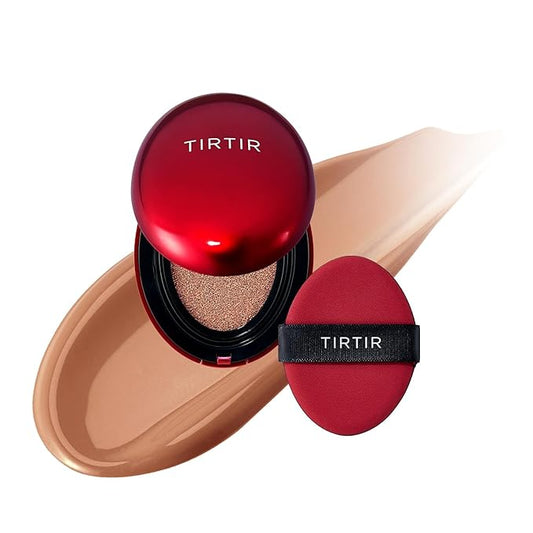 [*Mini Size*] TIRTIR Mask Fit Red Cushion Foundation | Full coverage, Weightless, Skin fit, Satin Glow Finish, Korean Makeup BB Foundation, beauty, Tattoo cover up, Buildable (#34C Amber, 0.15 Fl Oz)-VivaGrace Women
