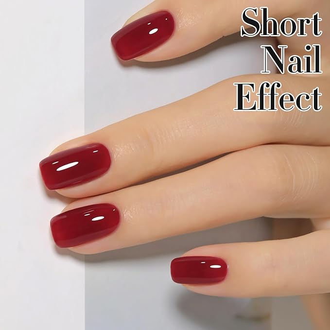 Double Rhythm Translucent Gel Polish Sheer Neutral Natural Light Milky Same Color Same Bottle 15ML Jelly Nail Polish Nail Art DIY at Home (Jelly Burgundy-A1400)-VivaGrace Women