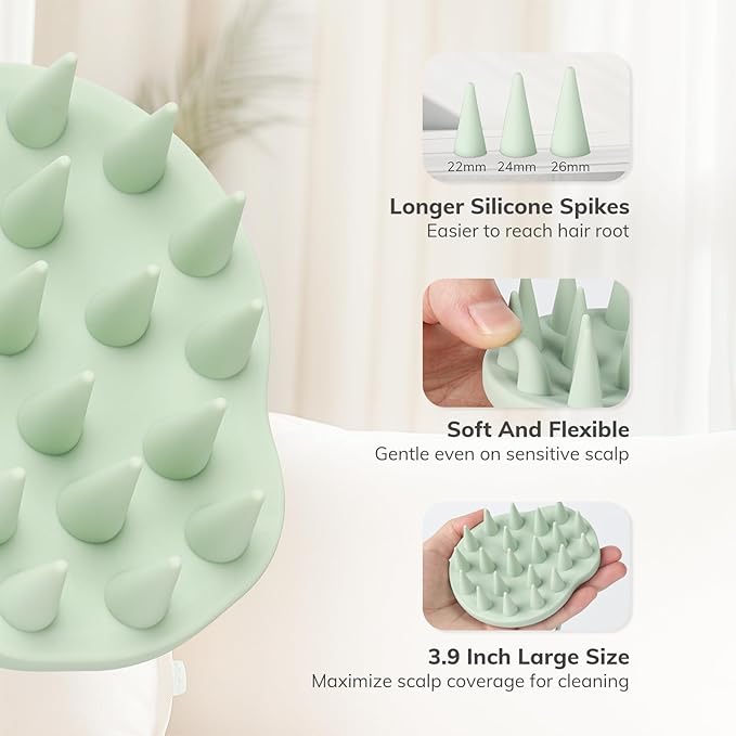Sndyi Silicone Scalp Massager Hair Growth, Scalp Scrubber with Soft Silicone Bristles, Scalp Exfoliator for Dandruff Removal, Large Size Shampoo Brush, Wet Dry Scalp Brush for Long Thick Curly Hair-VivaGrace Women