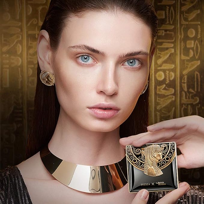 ZEESEA Pressed Powder The British Museum Egypt Series Long Lasting Oil Control Facial Finishing Brighten Setting Powder Multi-use Foundation (#00 Light Beige)-VivaGrace Women