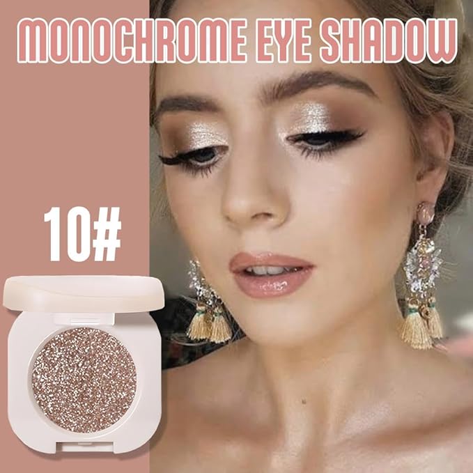2Pcs Single Color Glitter Eyeshadow, Light Monochrome Pressed Glitter Matte Shimmer Eyeshadow, Talc-Free, Paraben-Free, Cruelty-Free, Lightweight Long-Lasting Single Eyeshadow Palette 10#+11#