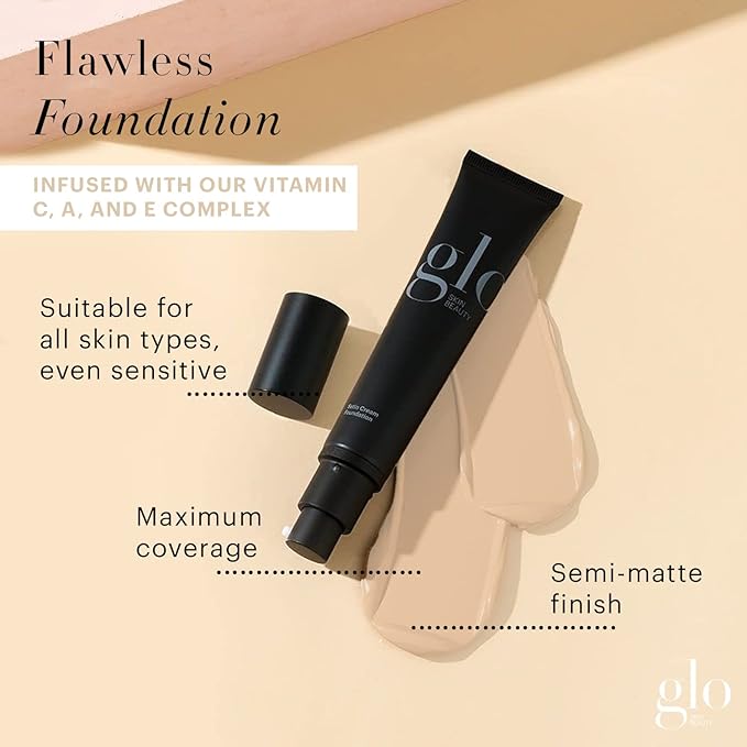 Glo Skin Beauty Satin Cream Foundation Makeup for Face, Natural Fair - Full Coverage, Semi Matte Finish, Conceal Blemishes & Even Skin Tone-VivaGrace Women
