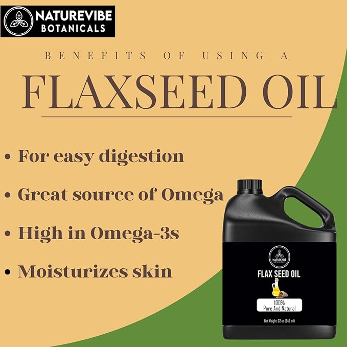 Naturevibe Botanicals Flaxseed Oil 32 Ounces | 100% Pure and Natural | Great for Skin Care and Hair Care-VivaGrace Women