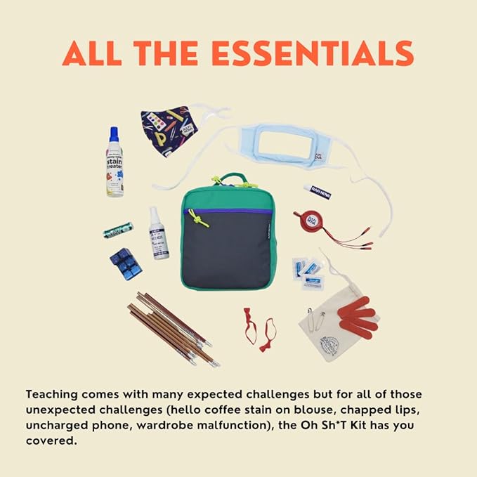 Oh Shit Kit Teachers Edition With All Essentials Face Coverings, Lip Balm, Adaptable Phone Charger and More-VivaGrace Women