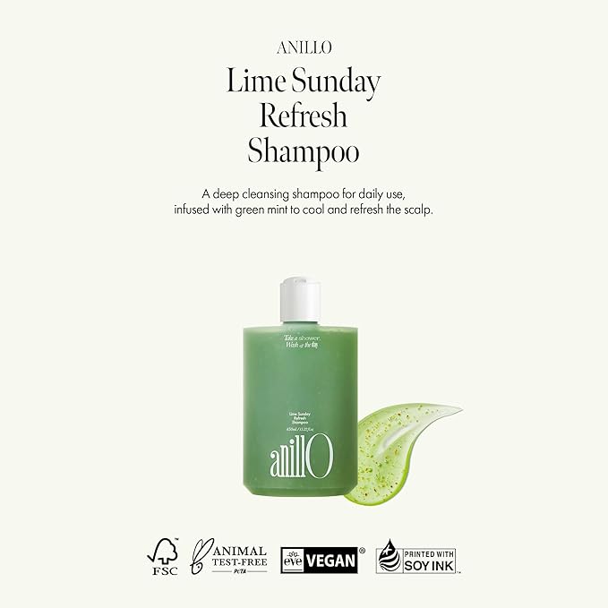 Lime Sunday Refresh Shampoo with Vitamin C, Korean Jeju Tangerine, Mint & Almond Powder for Oily Scalp Care – Exfoliating, Deep Cleansing, Lime Citrus Scent, Silicone & Paraben-Free (15.22 fl.oz)-VivaGrace Women