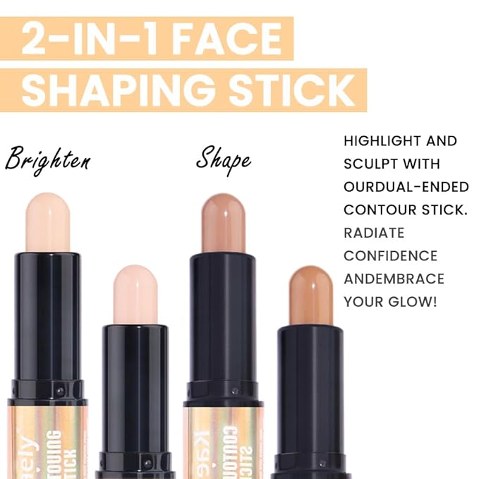 evpct 2in1 Face Shaping & Contouring Stick Cream Contour Concealer Bronzer Stick Makeup Kit for Face Highlighter Makeup Stick contorno maquillaje de maquillaje, ORIGINAL Light + ORIGINAL Medium-VivaGrace Women