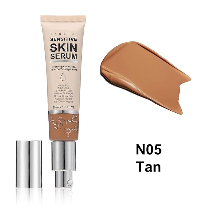 MAEPEOR Hydrating Foundation 6 Colors Full Coverage Liquid Foundation Naturally Mattle Oil-Control Foundation for All Skin Tone (05 Tan)-VivaGrace Women