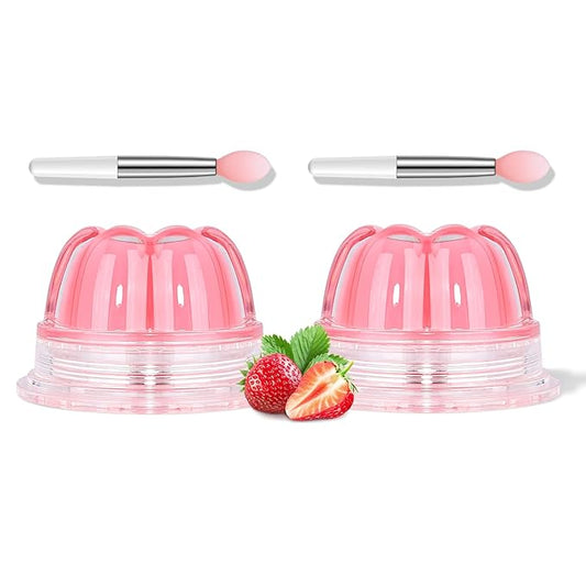 2Pc Jelly Lip Mask Overnight,Fruity Strawberry Lip Sleeping Mask Day Night Repair Kawaii Lip Balm Hydrate Plump Dry Lip Scrubs Exfoliator,Lip Care Lip Moisturizer with Collagen-Strawberry-VivaGrace Women