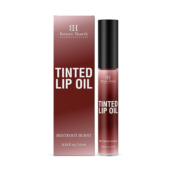 Botanic Hearth Tinted Lip Oil | Moisturizing Lip Gloss Oil for Dry Lips | Deep Red Gloss | Lightweight & Non Greasy | 0.3fl oz-VivaGrace Women
