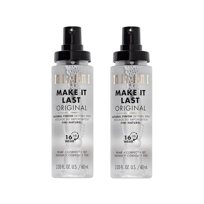 Milani Make It Last Original - Natural Finish Setting SPray - 3-in-1 Setting Spray and Primer- Prime + Correct + Set - Makeup Finishing Spray and Primer - Long Lasting Makeup Primer and Spray - 2 Pack-VivaGrace Women
