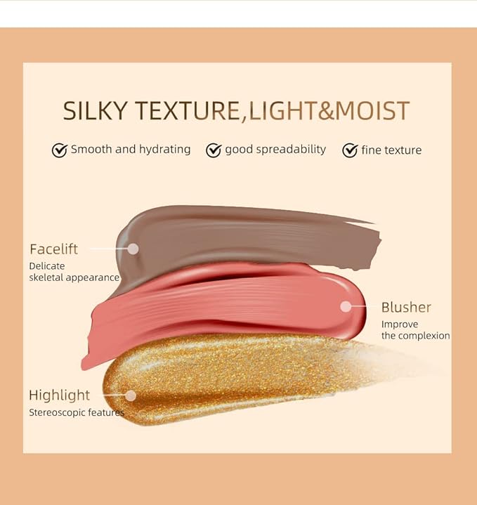Contour Beauty Wand, Liquid Face Concealer Contouring with Cushion Applicator, Natural Matte Finish, Lightweight Blendable Cream Bronzer Stick Makeup, Cruelty-free（Contour）-VivaGrace Women