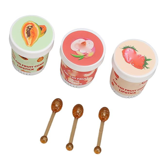 Lip Care Balm, Ice Cream Shape 3 Scent Lip Balm Pot Refreshing for Daily Care-VivaGrace Women