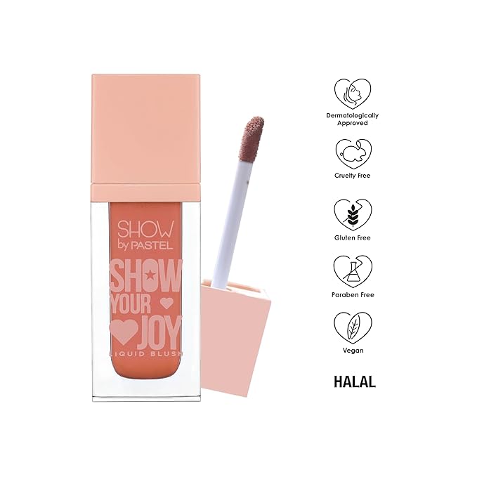 Show Your Joy Liquid Blush 53 | Peach | Dewy Finish | Natural Looking | Clean Beauty | Moisturize The Skin Up to 24 Hours | Cruelty-Free | Natural and Fresh Looking | 0.141 fl.oz.-VivaGrace Women