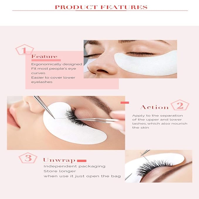 Under Eye Gel Pads Eyelash Extension Pads Lint Free DIY False Eyelash Lash Extension Makeup Eye Gel Patches Pack (50)-VivaGrace Women