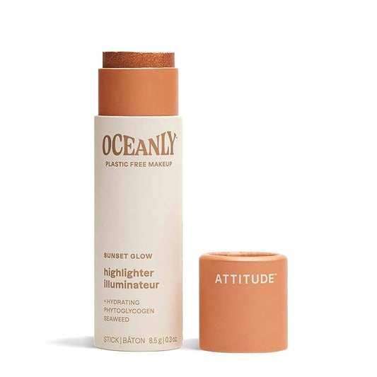 ATTITUDE Oceanly Lightweight Highlighter Stick, Titanium Dioxide-Free, EWG Verified, Plastic-Free, Vegan & Cruelty-free Makeup, Sunset Glow, 0.3 Ounces-VivaGrace Women