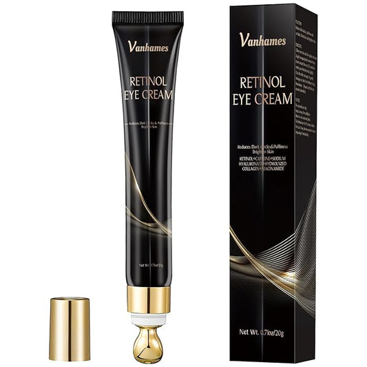 Retinol Caffeine Eye Cream, Under Eye Cream for Dark Circles and Puffiness, Anti Aging Eye Cream for Wrinkles, Eye Bags Treatment for Men and Women, 20g (Fragrance Free)-VivaGrace Women