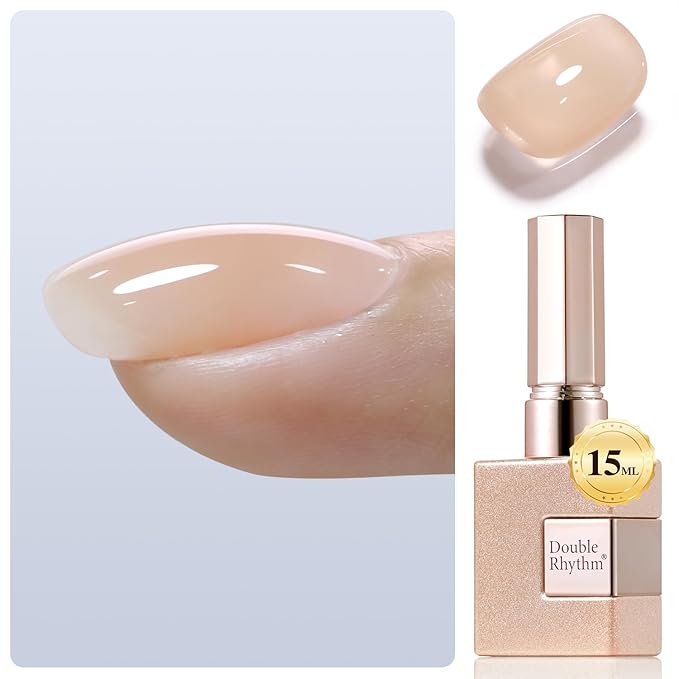 Double Rhythm Clear Gel Nail Polish 15ml Nail Strengthener in a Bottle Nail Extension Hard Gel Soak Off Long Lasting UV Gel (Pastel Nude 8 in 1-8)-VivaGrace Women