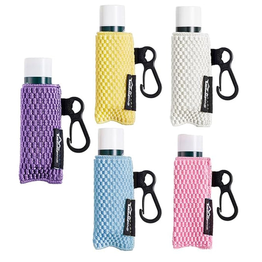 WKieason Lip Balm Sleeves Holder Keychain 5pcs Clip on Chapstick Keychain Holder Pouch Tight-Knit Elastic Lipstick Key Chain Holder-VivaGrace Women