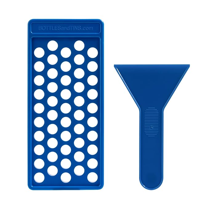 RONRONS Lip Balm Crafting Kit, Professional Lipsticks Filling Tray with 50 Small Holes and Spatula, Easy to Fill 50 Pieces Lipstick Tubes Containers for Business Gifts, Blue-VivaGrace Women