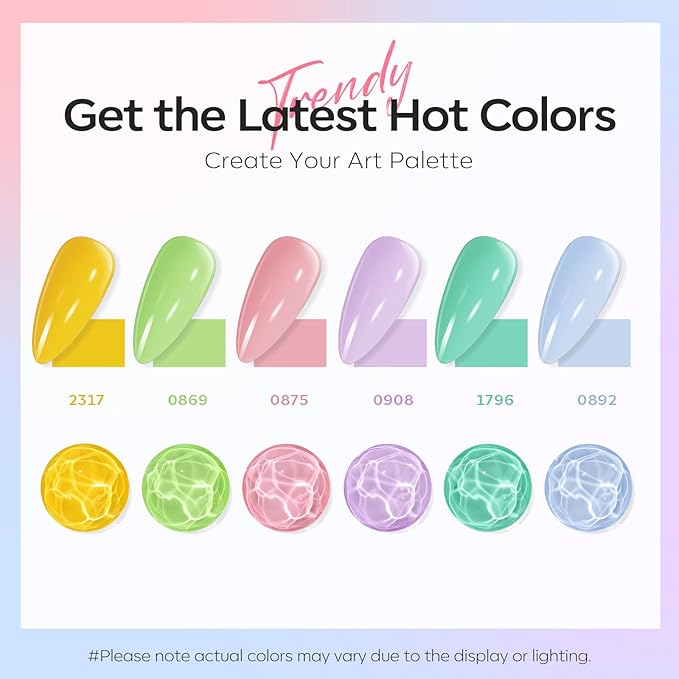 modelones Spring Gel Nail Polish Set, 6 Colors Pastel Yellow Green Pink Purple Blue Shades Pale Macaron Light Colors Nail Art Gel Design for Women Girl Nail Lovers Gift Salon DIY-VivaGrace Women