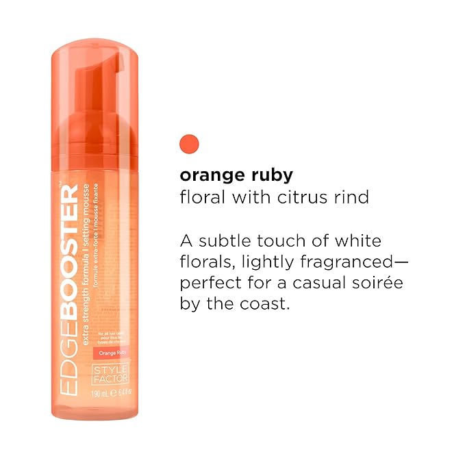 Style Factor EDGE BOOSTER Extra Strength Setting Mousse – Frizz Control, Extra Volume, and Conditioning – 6.4oz Orange Ruby Mousse for Curly Hair-VivaGrace Women