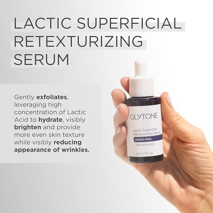Glytone Micro-Peel Lactic Superficial Retexturizing Serum | Anti-Aging AHA Exfoliating Serum for Face with 10% Lactic Acid | Hydrates, Brightens & Reduces Wrinkles | Paraben-Free - 1 Fl oz-VivaGrace Women