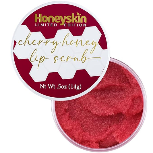 Lip Exfoliator Scrub and Lip Treatment - Gentle Lip Repair for Dry Cracked Lips and Lip Scrubs Exfoliator and Moisturizer - All Naturals Lip Brightening for Dark Lips (Cherry Honey)-VivaGrace Women