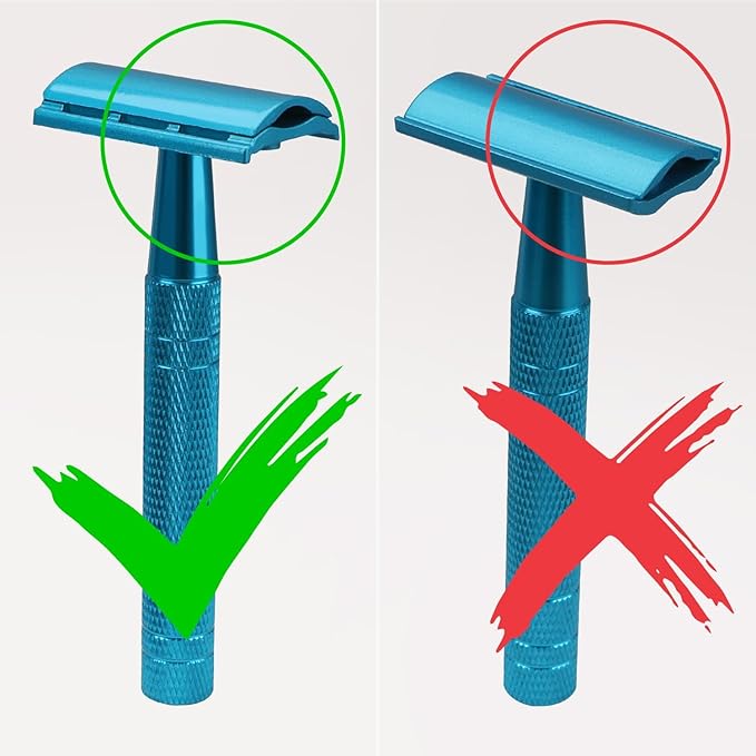 Double Edge Safety Razor, Single Blade Razors for Men and Women, with 10 Stainless Steel Safety Razor Blades, Smooth and Close Wet Shaving, Plastic Free, Blue-VivaGrace Women