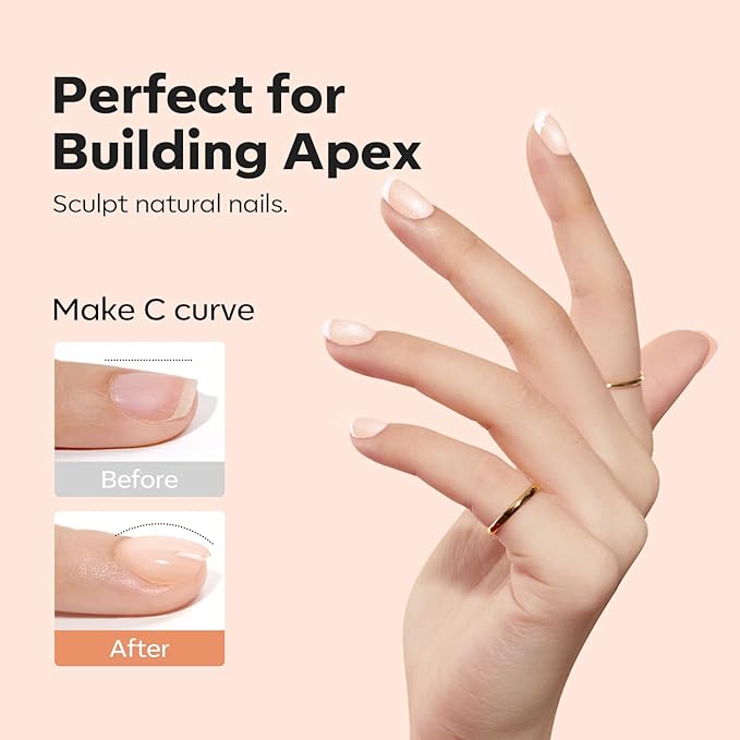 modelones Builder Nail Gel, 8-in-One Gold Shimmer Builder, Champagne Sparkle Glitter Rubber Color Base Gel Polish LED Lamp Cured, Apex Building Strengthener Extension for Home DIY Salon Girls-VivaGrace Women