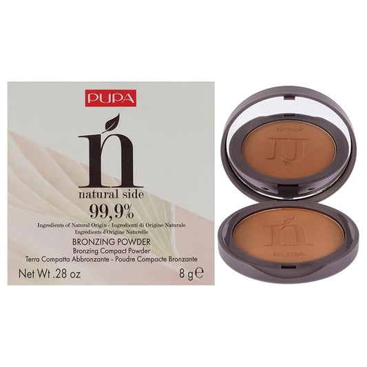 PUPA Milano Natural Side Bronzing Powder 002 Natural Bronze - Add Warmth and Glow to Skin - Easy Blending Bronzer Contour Makeup Powder to Brighten Complexion - Natural Formula - 0.28 oz-VivaGrace Women