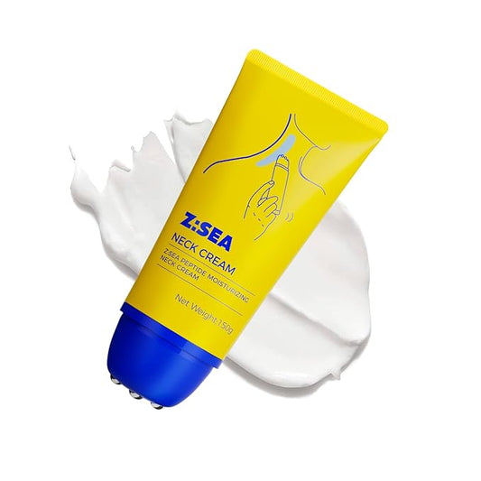 Z:SEA Neck Firming Cream with Roller - Anti-Aging Treatment, Hydrating & Tightening with Collagen, Vitamin C, Hyaluronic Acid, Reduces Wrinkles, Lifts & Firms Skin for Youthful Look, 5.29 fl oz-VivaGrace Women